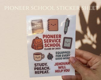 JW Pioneer School 2025 |  Sticker Sheet | Vintage Kawaii JW Tools & Characters | Ministry | Pioneer Gifts | Jehovah’s Witnesses