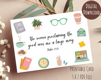JW Pioneer Sister Appreciation Card | Printable| Psalm 68:11 | Spanish & English