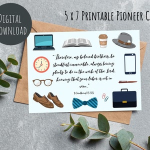 Pioneer Brother Appreciation Printable Card / JW / 1 Corinzi 15:58 / Pioneer Gifts / Inglese e spagnolo / Download digitale