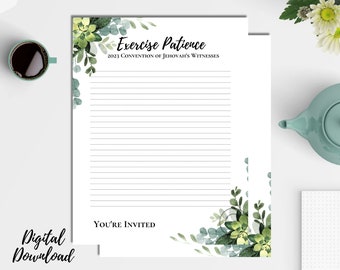 Exercise Patience 2023 Convention Letter Writing Template | JW | Spanish and English | Lines & No Lines | Tengan Paciencia |