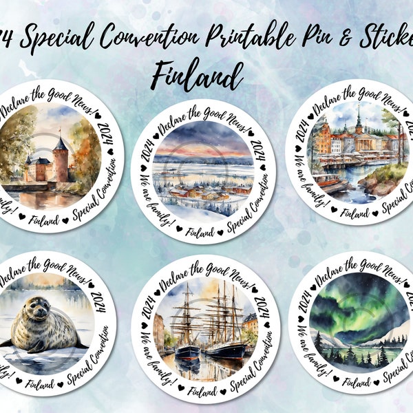 Finland 2024 Special Convention | Printable Pin & Sticker Design | JW Gifts | Declare the Good News |