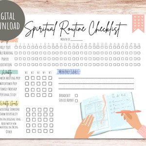 JW Spiritual Routine Checklist | Tracker | Printable |  Daily Weekly Monthly | Jehovah's Witnesses | English & Spanish