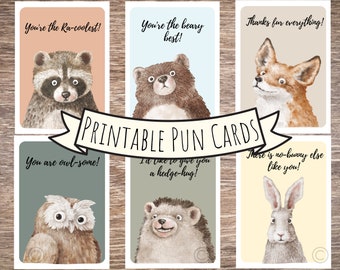 Printable Pun Card Bundle | Cute & Funny Greeting Cards | Thank you | Appreciation