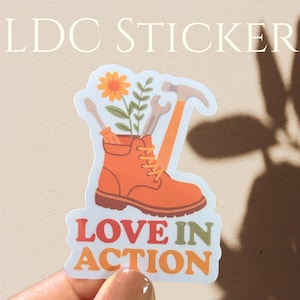 JW LDC Sticker | Love In Action | Vinyl Laminated Waterproof | JW Gifts |Assembly Stickers |  Assembly Hall Maintenance Stickers