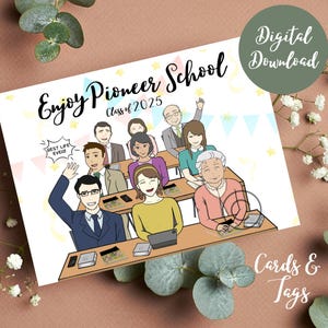 Paquete de tarjetas y etiquetas imprimibles de Pioneer School / TJ / Clase de 2025 / Diseño artesanal / Regalos de pioneros / Regalos de TJ