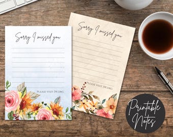 JW Sorry I missed you Notes | Printable | Jehovah's Witnesses | Letter Writing | JW Gifts | Ministry
