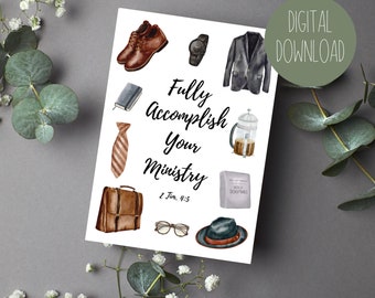JW Fully Accomplish Your Ministry  Card | Pioneer Brother | English & Spanish | Pioneer Gifts | 2 Tim 4:5