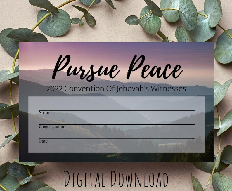 Pursue Peace 2022 Convention Name Badges Printable JW Etsy Singapore
