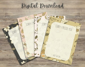 Sorry I Missed You Notes | JW | Printable | Vintage Floral | Ministry | Digital Download