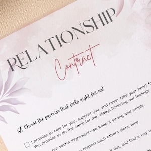 Digital Relationship Contract For Couples | Couples Agreement | Love Contract | Valentine’s Day Gift | Fun Printable | Digital Download PDF