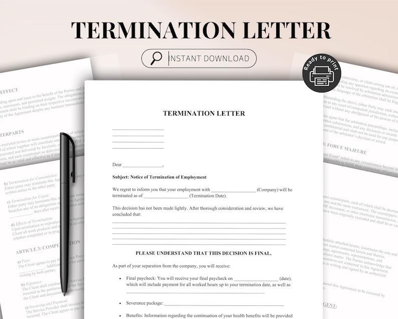 Termination Letter Template, Employers Termination Notice– Canva, Word ...