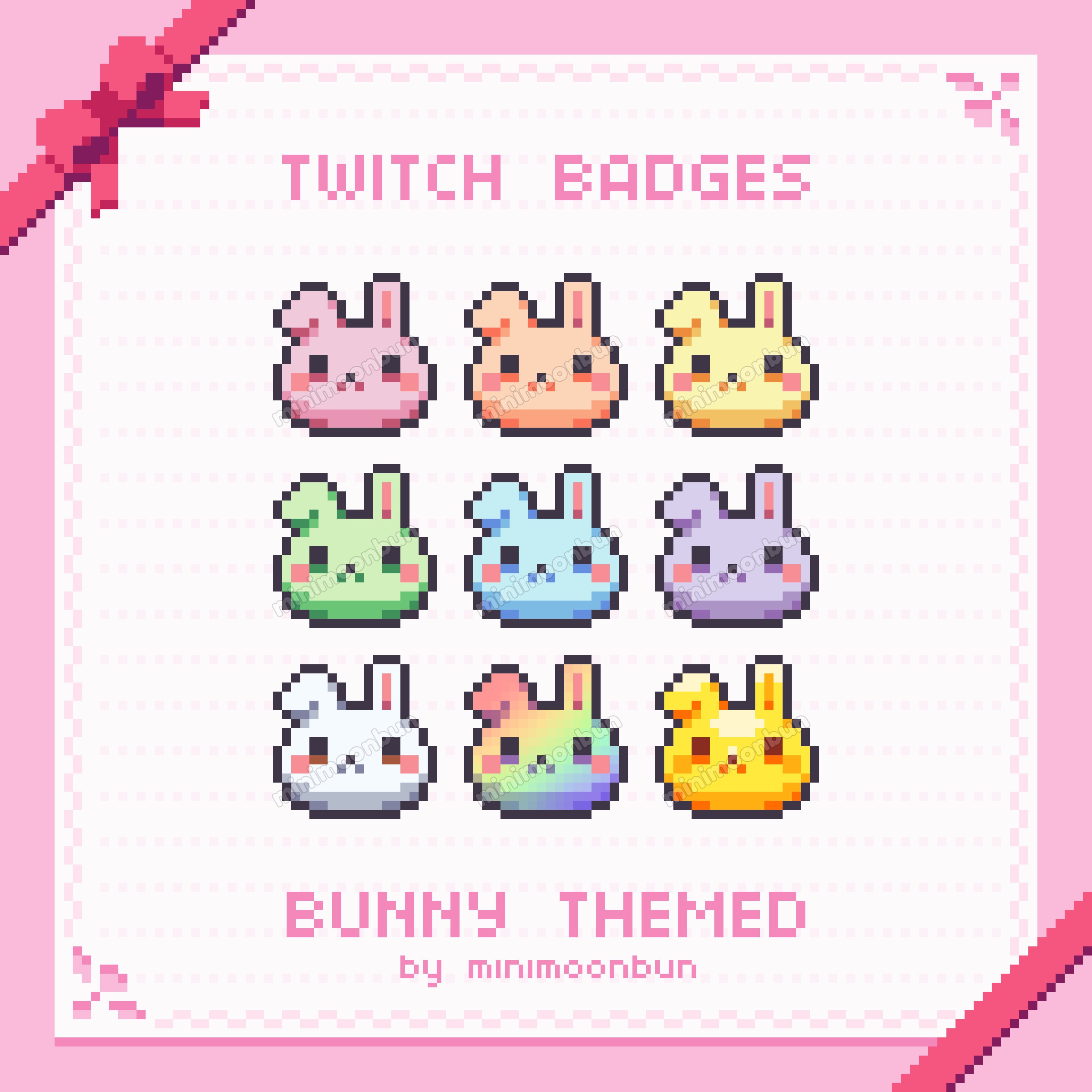 Bunny Face Badges Cute Pixel Art Twitch Sub/bit Badges - Etsy
