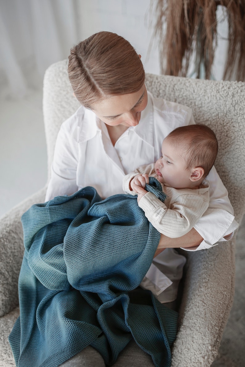 Newborn merino wool blanket, Throw baby blanket, Warm and soft baby blanket, Wool baby swaddle, Nordic baby blanket, First newborn blanket image 3