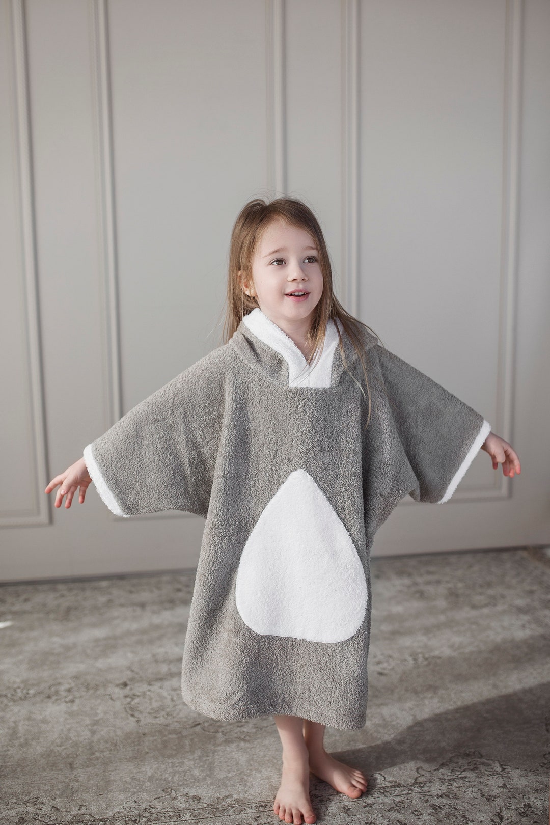 Baby Toddler Hooded Bathrobe, Kids Beach Pool Robe, Washable Soft