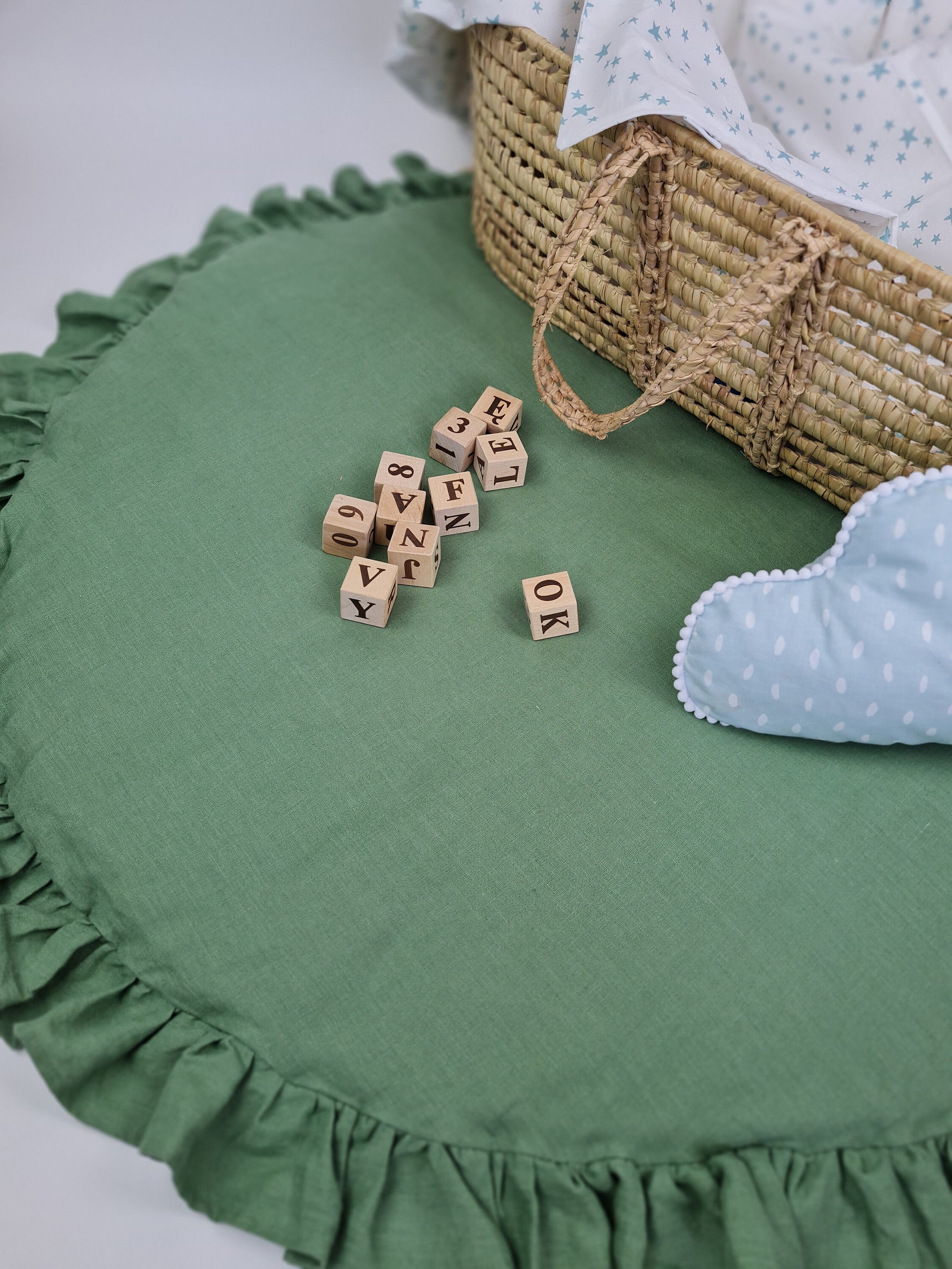 Natural Linen Baby Play MatRound Linen Jugando mattwosided Etsy