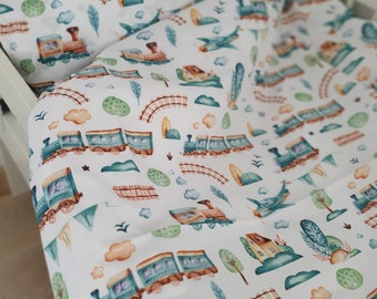 100% cotton duvet and pillow covers, Baby bedding with trains, Bedding set for newborn, Baby bedding with plane, Toddler Bedding