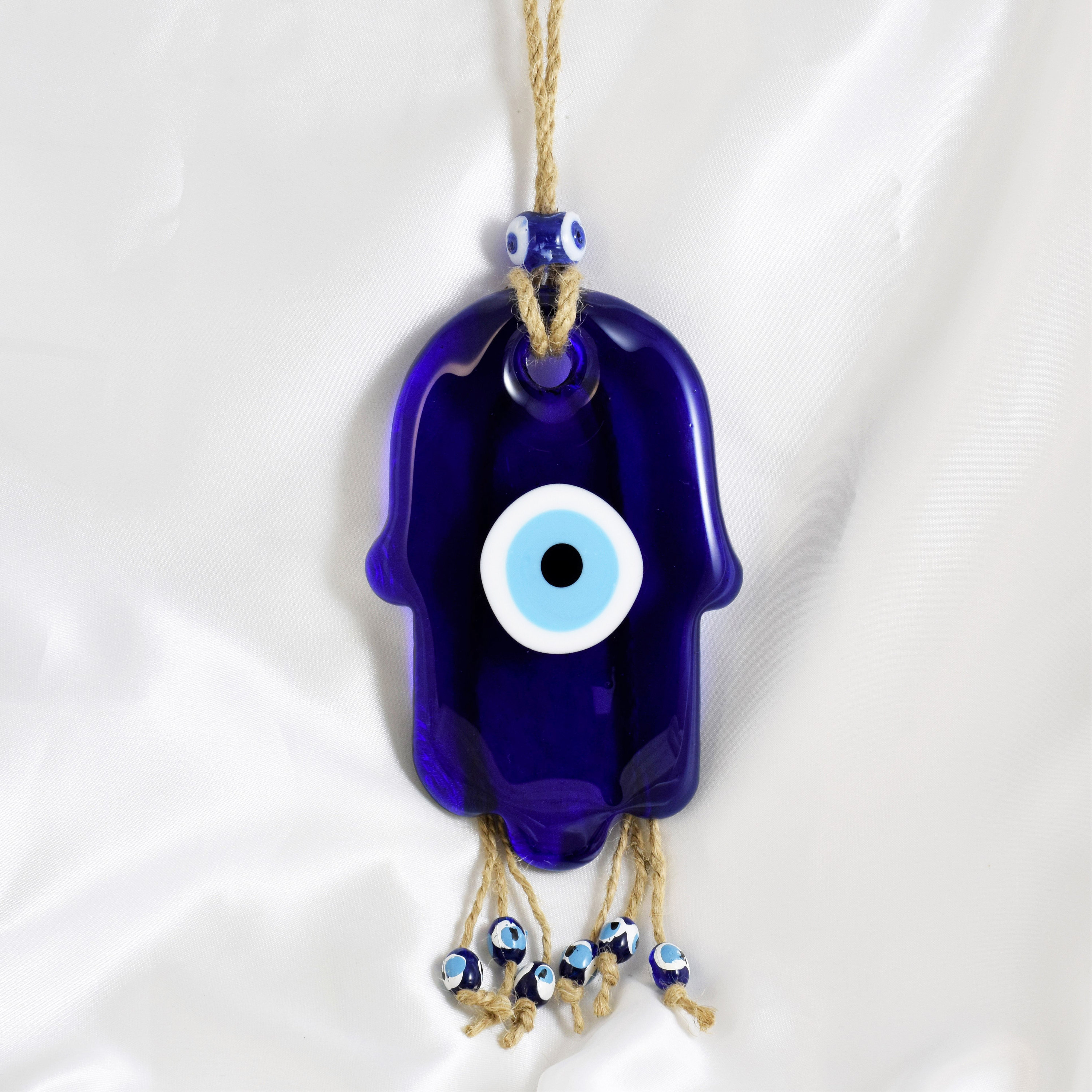 Hamsa Hand Blue Glass Evil Eye Protection Fatima Nazar Wall Hanging Decoration Amulet Etsy
