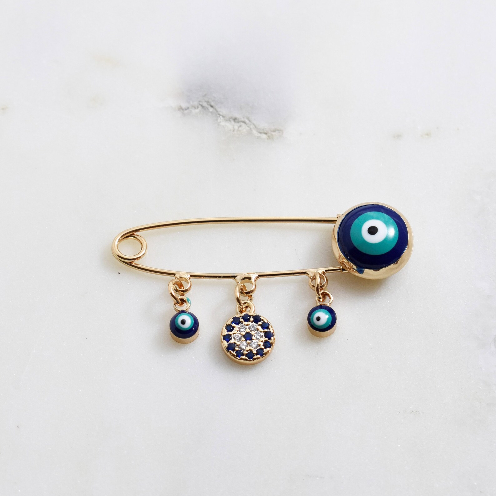 Orecchini Pendenti A Cerchio Con Occhio Malvagio In Argento - Foto 2