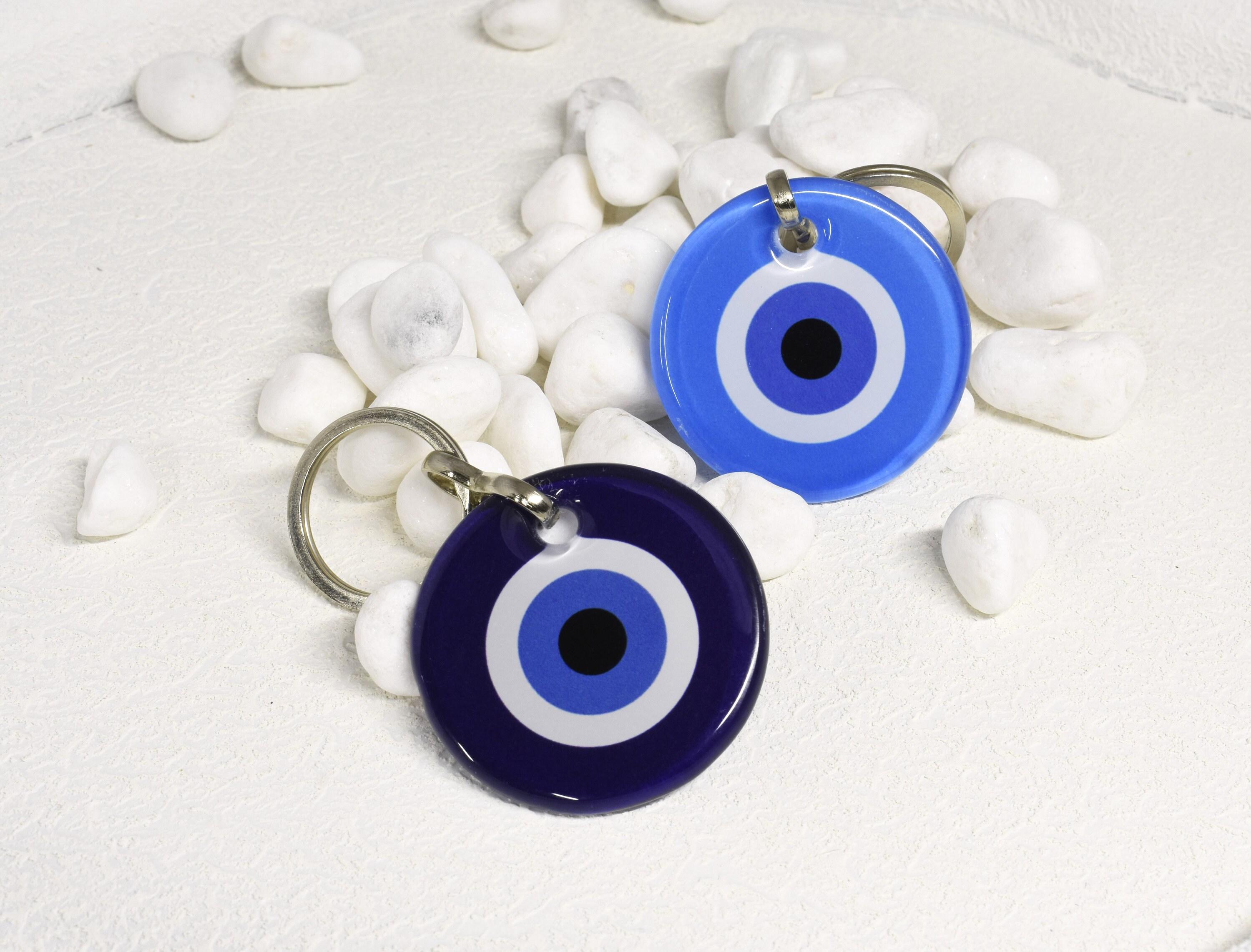 Blue Glass Evil Eye Keyring: Turkish Lucky Charm