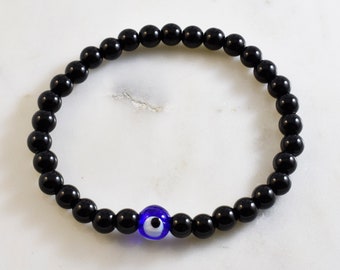 Bransoletka z czarnego obsydianu z efektem złego oka: biżuteria ochronna unisex