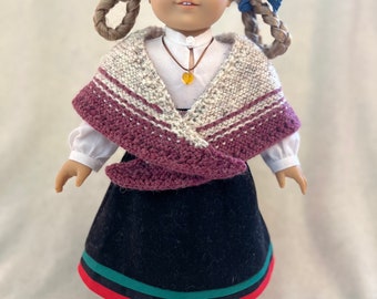 Hand-Knit Shawl for 18” Dolls
