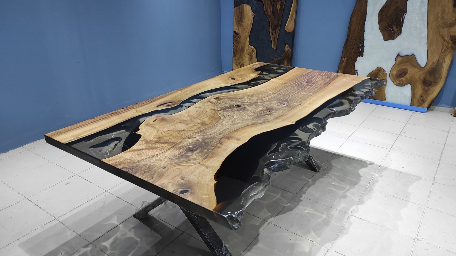 Dark Walnut Epoxy Resin Table Resin Table Luxury Dining Etsy