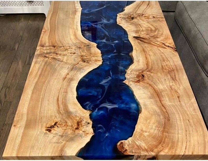 Resin Coffee Table Epoxy Dining Table Blue White Ocean Epoxy Etsy