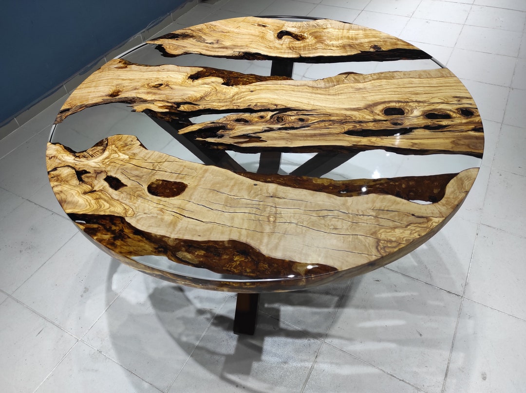 Round Epoxy Table, Round Resin Table, Round Dining Table, Round Kitchen Table, Round Live Edge ...