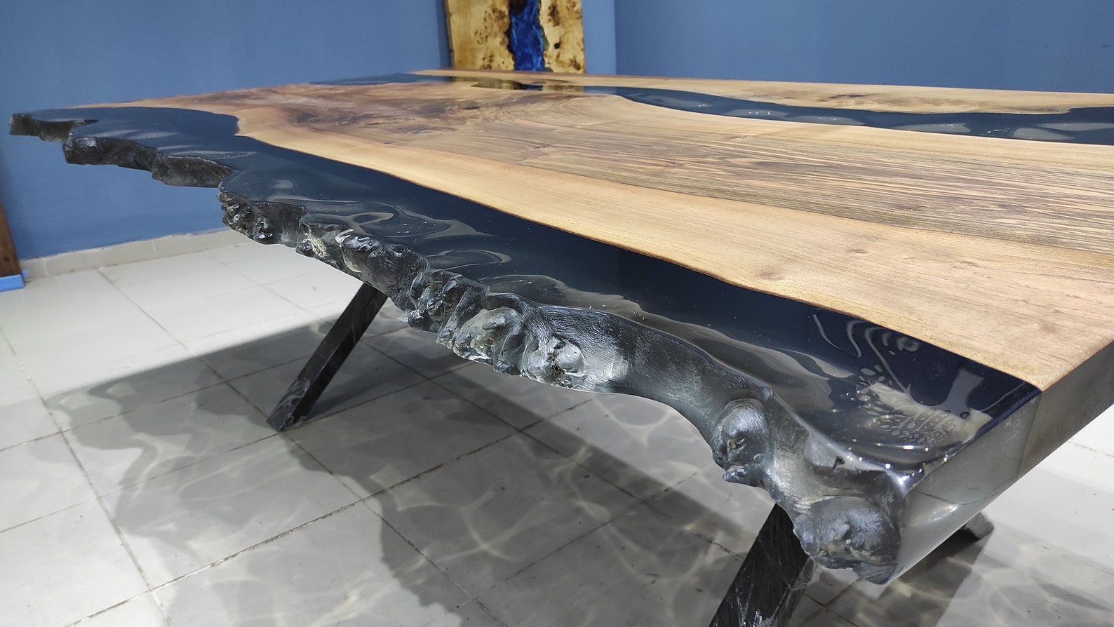 Dark Walnut Epoxy Resin Table Resin Table Luxury Dining Etsy