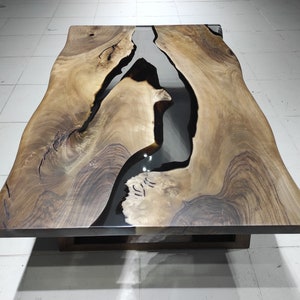 Live edge handmade epoxy coffee table, Walnut epoxy resin coffee table, River epoxy dining room table, Epoxy resin side table