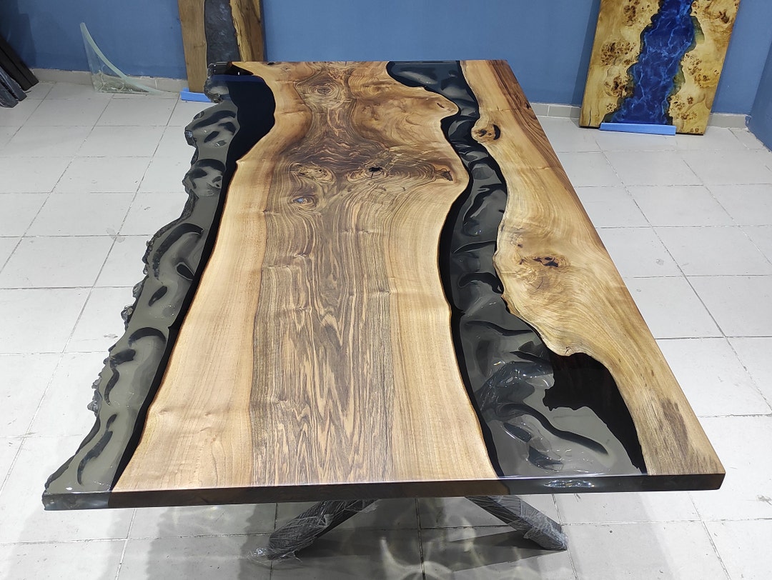 Dark Walnut Epoxy Resin Table Resin Table Luxury Dining Etsy