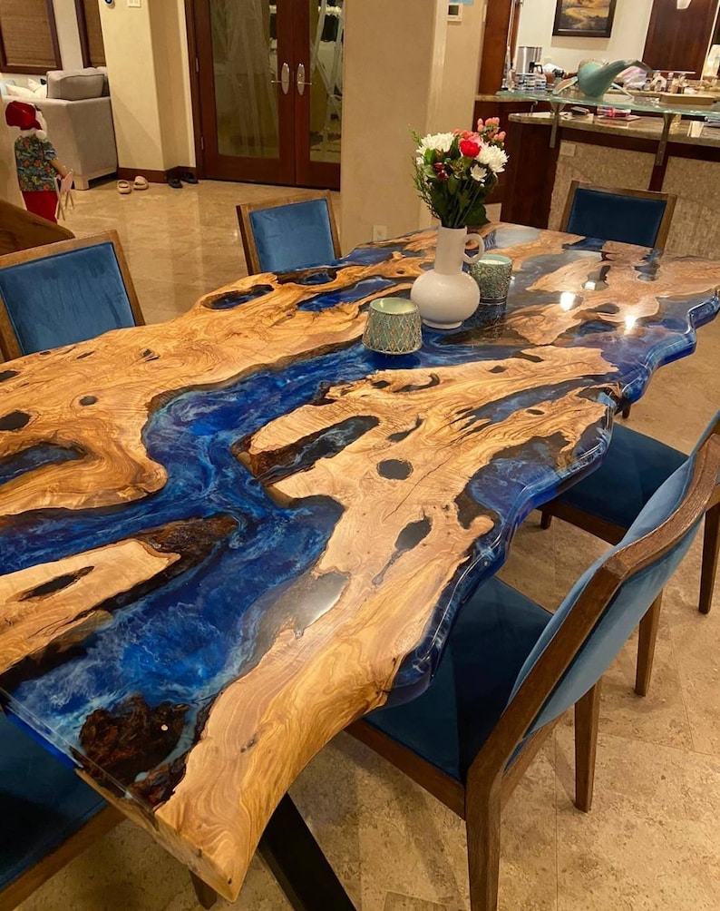 Epoxy Table Custom Dining Table Dining Room Table Live Edge Etsy