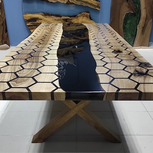 Custom Order Walnut Tree Black Epoxy Table, Dining Table,Epoxy Resin Table Top, Handmade Resin Table, River Black Epoxy Table, Coffee Table