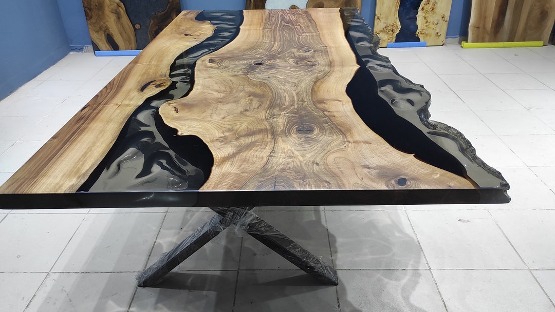 Dark Walnut Epoxy Resin Table Resin Table Luxury Dining Etsy