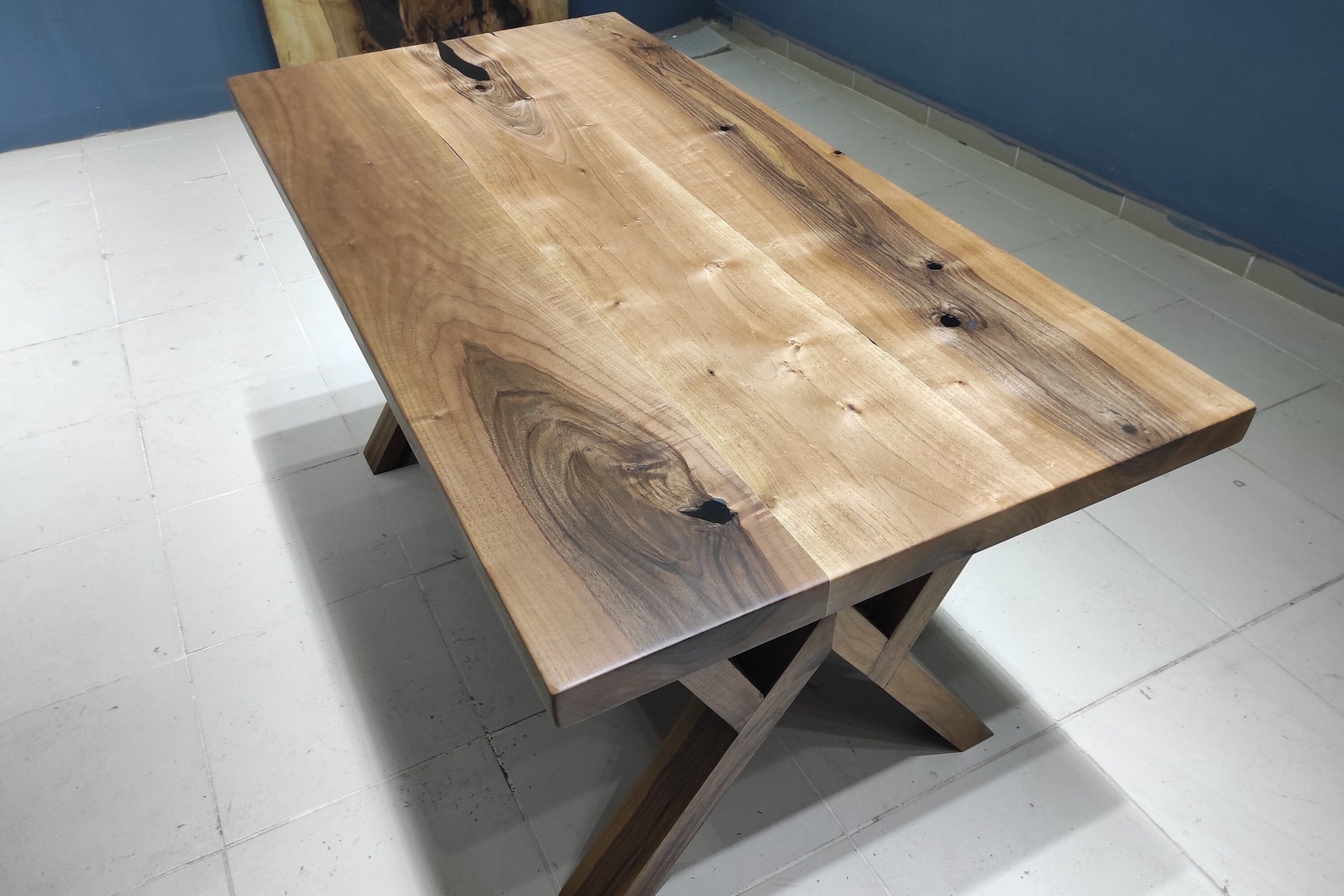 Handmade Solid Walnut Dining Table, Custom Natural Wood Table - Etsy