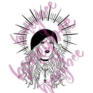 Saint Stevie Nicks Holy Catholic Witch Hippie Rosary Fleetwood Mac Svg Digital Print
