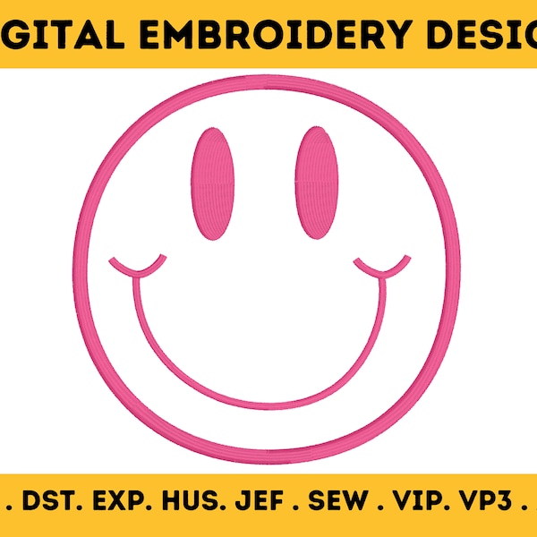 Appliqué Smiley Face, Happy Face, Smiley Face, Appliqué Design, Machine Embroidery Design - 3 Sizes - INSTANT DOWNLOAD