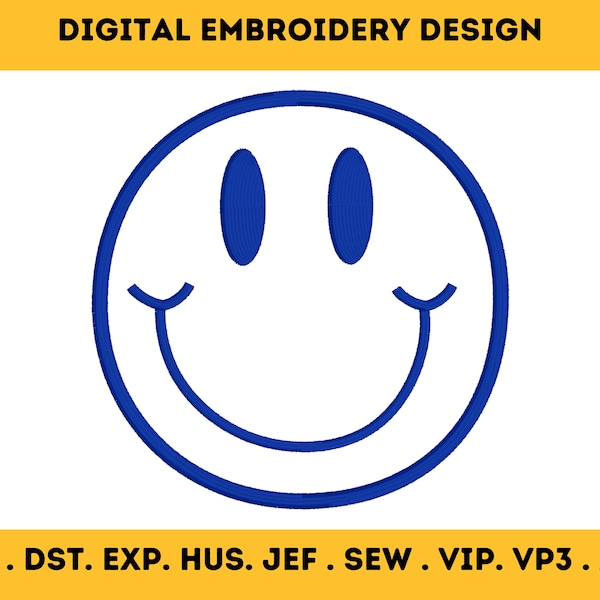 Smiley Face Machine Embroidery Design - 3 Sizes - INSTANT DOWNLOAD