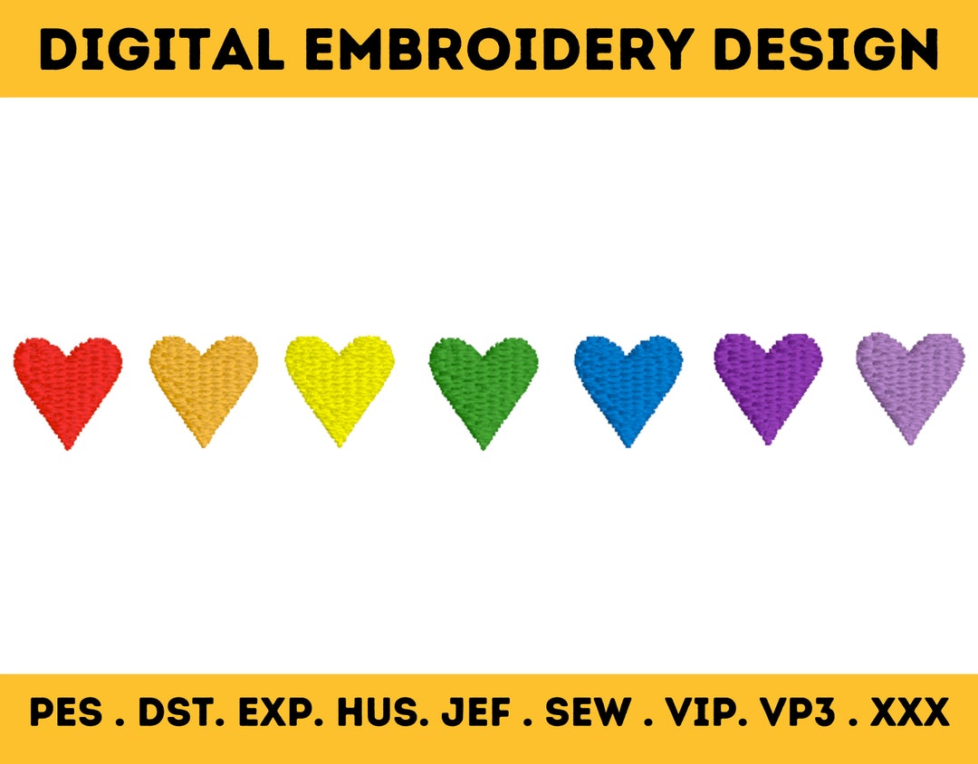 Rainbow Mini Hearts Machine Embroidery Design (instant Download) - Etsy