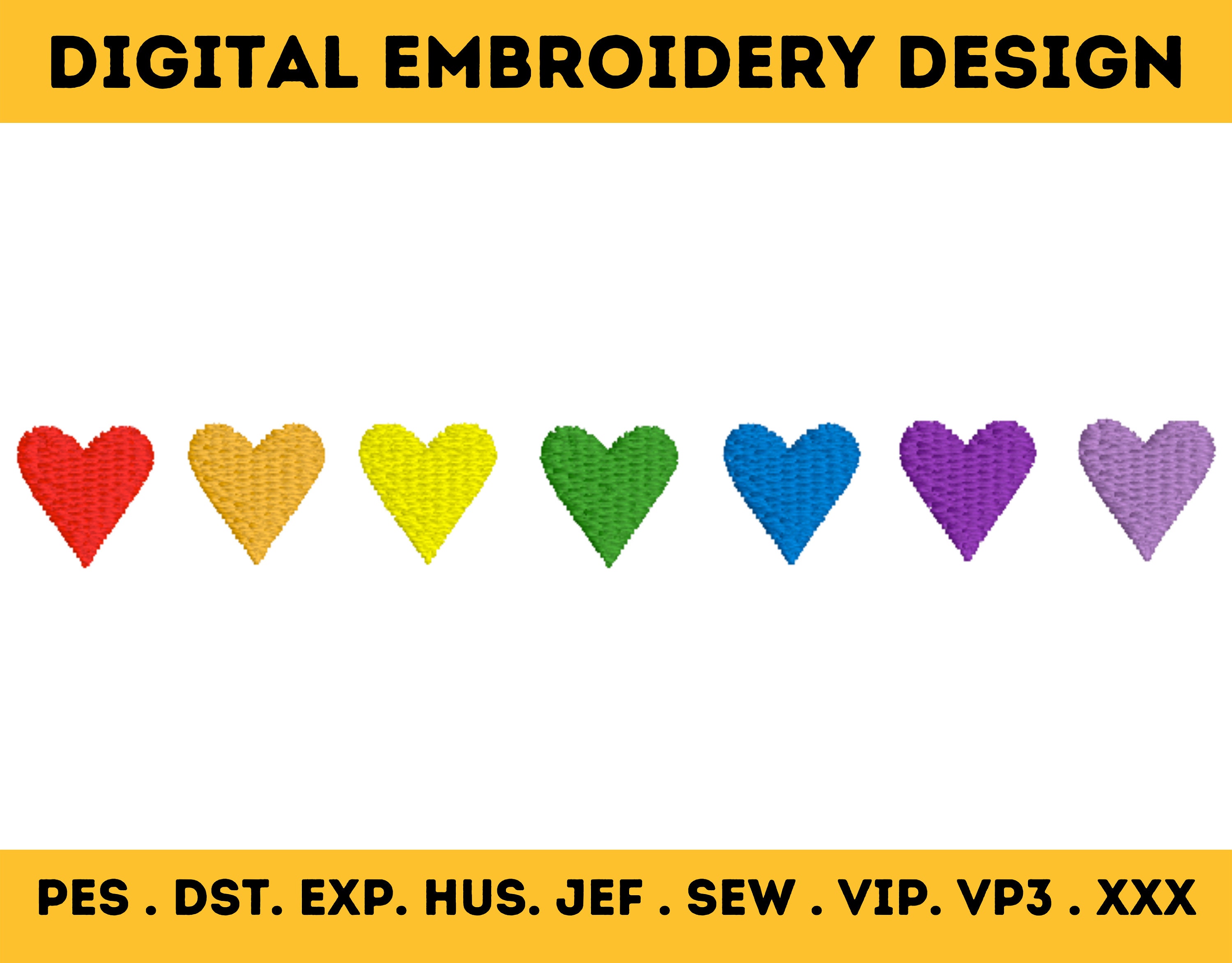 Rainbow Mini Hearts Machine Embroidery Design (instant Download) - Etsy