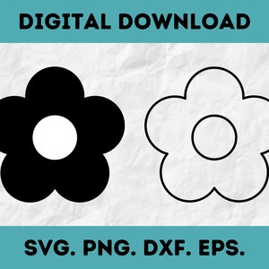 Retro Flower SVG - Instant Download Digital Cut File, Boho Cut Files, Trendy Cut File,  Boho Flower svg png dxf eps, retro flower cut file