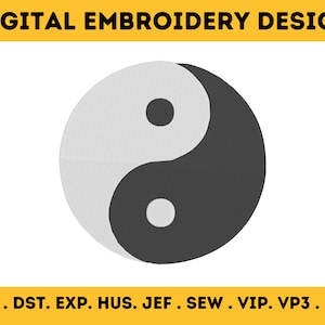 Diseño de bordado de máquinas Yin Yang - 2 tamaños - DESCARGA INSTANTÁNEA