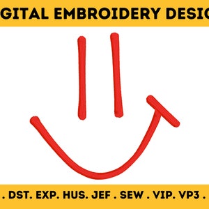 Smiley Face Machine Embroidery Design - 4 Sizes - INSTANT DOWNLOAD - Trendy Embroidery - Sketch Style Smiley Face
