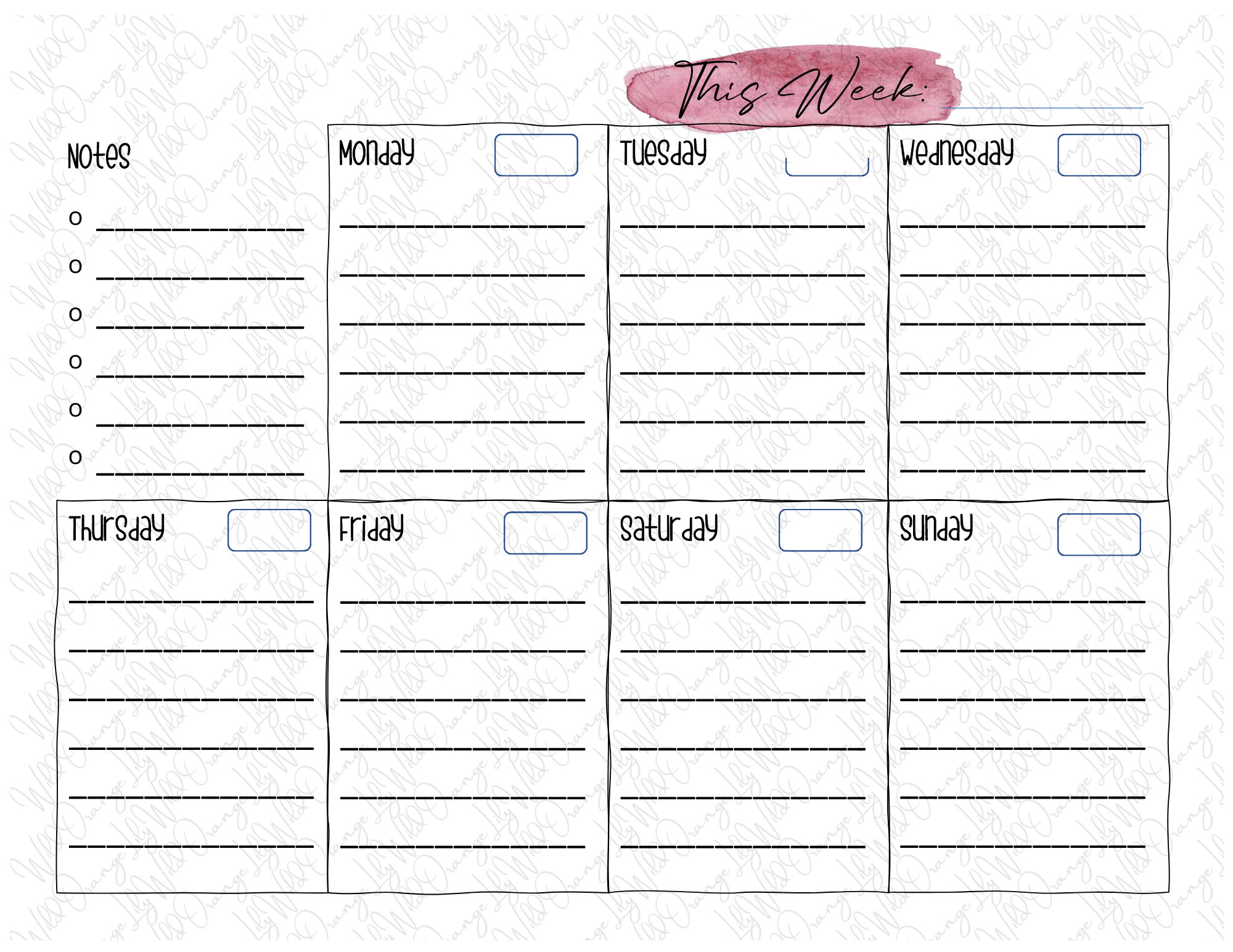 Printable Weekly Calendar - Etsy