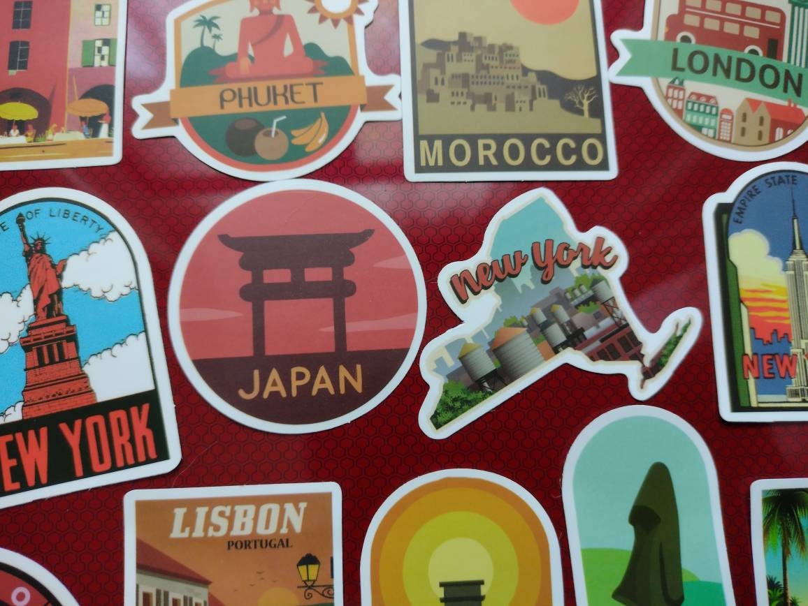 Travel Stickers Suitcase Vacation Stickers. Pack of 50 small | Etsy