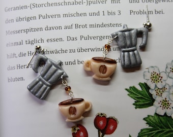 Moka Pot and Coffee Cup Earrings: Miniature Food Jewelry