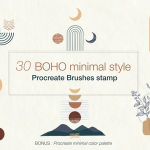 30 Procreate brush stamp in boho minimal style for design your own product