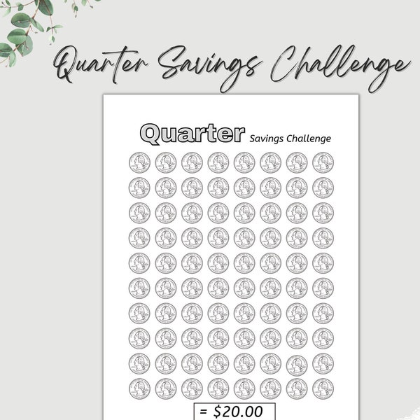 Quarter Challenge Printable Etsy Quarter Challenge Printable Etsy
