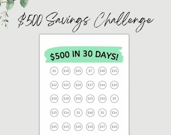 500 Money Savings Challenge Printable, Savings Tracker, Savings Challenge, Emergency Fund Printable, 500 Savings Tracker