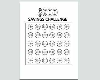 900 Money Saving Challenge Printable, Emergency Fund Printable, Savings Tracker, Digital Print
